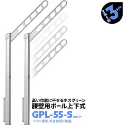 2本1組×3セット GPL-55 アーム550mm ポール925mm シルバー 川口技研 ホスクリーン 物干し金物 腰壁用 ポール上下式【送料無料】