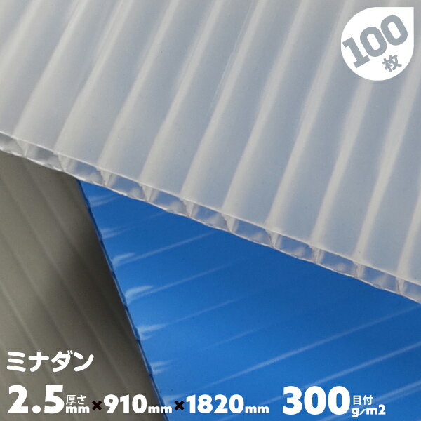 100枚 厚み2.5mm 910mm×1820mm プラダン 窓 断熱 養生ボード プラスチック プラベニ 飲食店 パネル 卓上パネル 飛沫防止用 酒井化学 ミナダン 半透明 ナチュラル 青 グレー