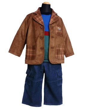 【子供服】送料無料 男の子 お誕生日プレゼントおでかけコーディネート【秋冬男の子85-110cm No.200】ジャケット+長袖トレーナー+パンツの3枚セットアップ 85cm 95cm 100cm 110cm男の子 キッズ 1歳 2歳 3歳 4歳