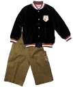 子供服 送料無料 かっこいいベロアブルゾン スタジャン&ポケット刺繍が可愛いパンツのセット 男の子 キッズ 85 100英国紳士気品 スタイリッシュ 子ども服 ブランド子供服 上品 かっこいい おしゃれ 誕生日プレゼント 入園祝い 入学祝い 出産祝い