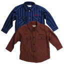 子供服 刺繍入り個性派おしゃれな長袖シャツ(濠Du) ブルーストライプ ブラウニッシュストライプ 男の子 子供 服 シャツ 誕生日プレゼント 子ども 高級 ブランド 3歳 4歳 5歳 6歳 羽織物 秋 冬 春 落ち着いた雰囲気 上品 アドゥラブル