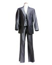 【楽天スーパーSALE 10%OFF】子供服 高級仕立てのウール混素材 スリーピース(ジャケット+ベスト+パンツ3点セット)JPBt シルバーグレー 125cm...