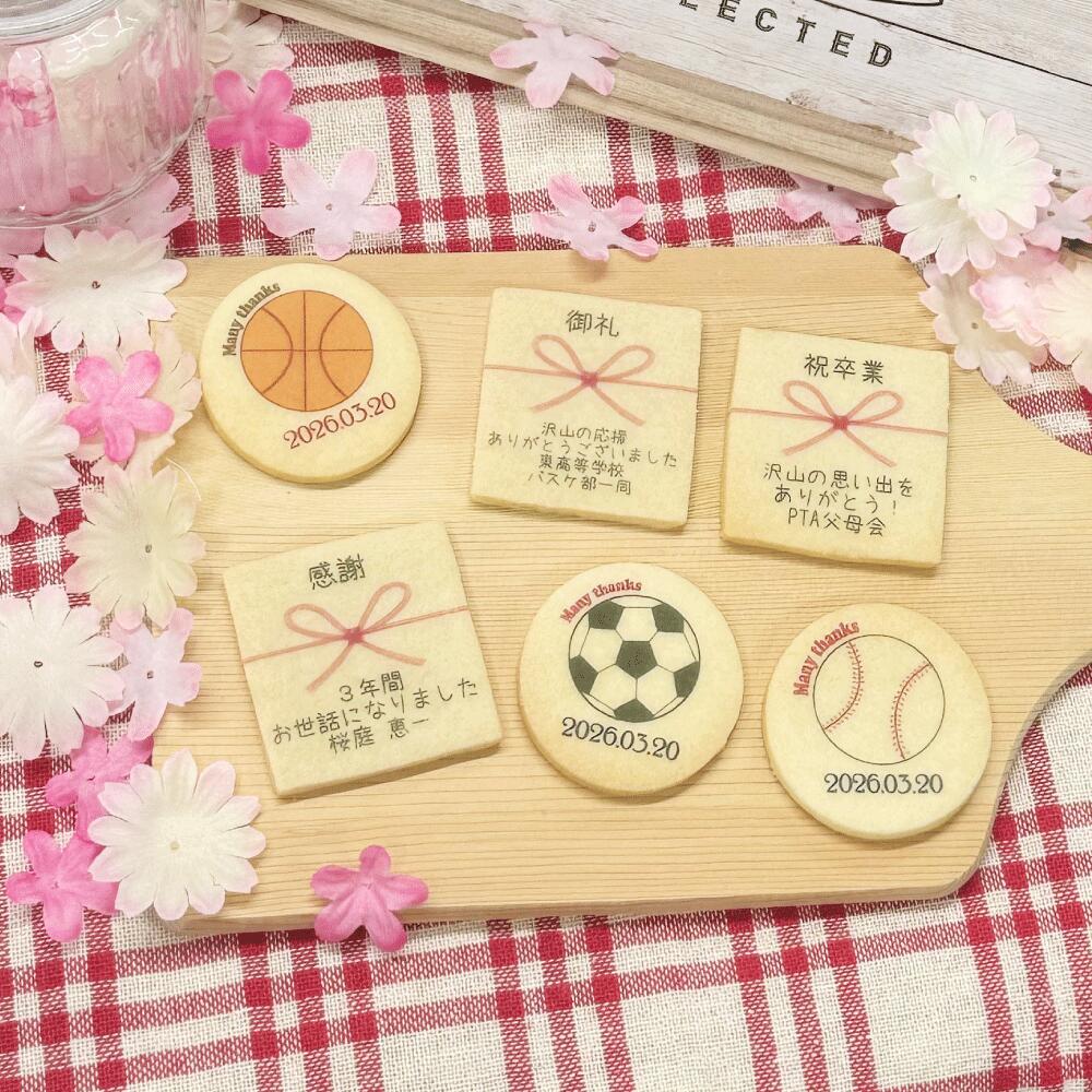 【野球 バスケ サッカーイラストクラフトギフト（2枚入り・お渡し用ギフト袋なし）】のしクッキー+ボー..