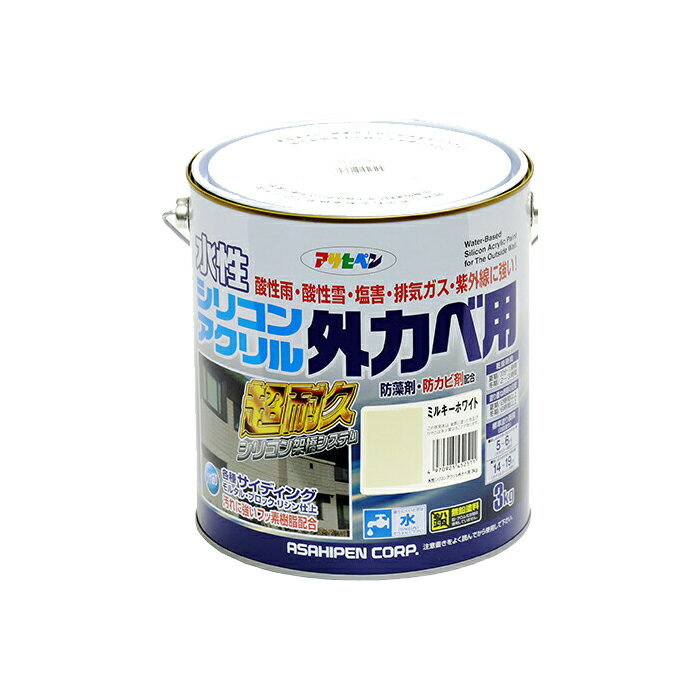 楽天市場】アサヒペン 水性シリコンアクリル 外かべ用 3kg 楽天市場】アサヒペン 水性シリコンアクリル 外かべ用 3kg