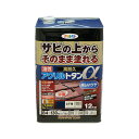 油性塗料 ペンキ アサヒペン 油性高耐久アクリルトタン用α なす紺 12kg サビの上からそのまま塗れる。屋根 トタン板 屋外の木部や鉄に