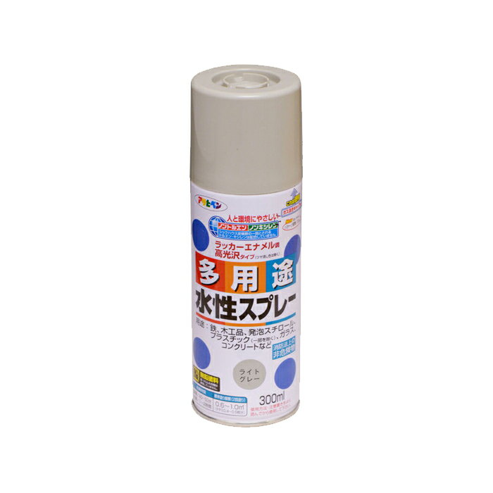 水性多用途スプレー 300ml ライトグレー アサヒペン スプレー塗料 ペンキ 塗装