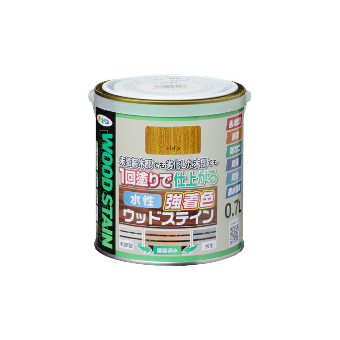 水性強着色ウッドステイン 0.7L パイン 水性塗料 木部専用塗料 アサヒペン