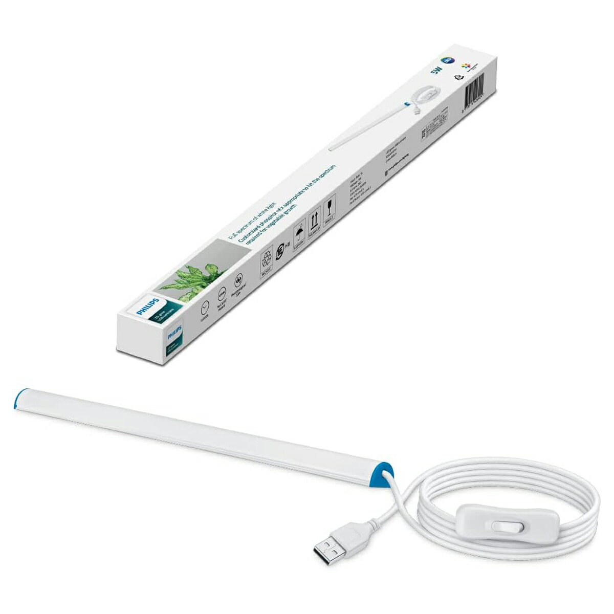 【公式】フィリップス デスクライト 植物育成ライト PGL101 │ Philips LED 植物用ライト 290lm Ra90 観葉植物 多肉植物 室内栽培 照明 白色光 USB給電 スイッチ付 両面テープ マグネット ネジ その1