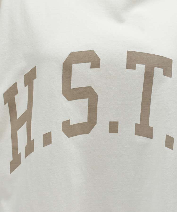 H.S.T.NカレッジTシャツロゴプリントラウンドスリットチュニックゆったりビック春服春