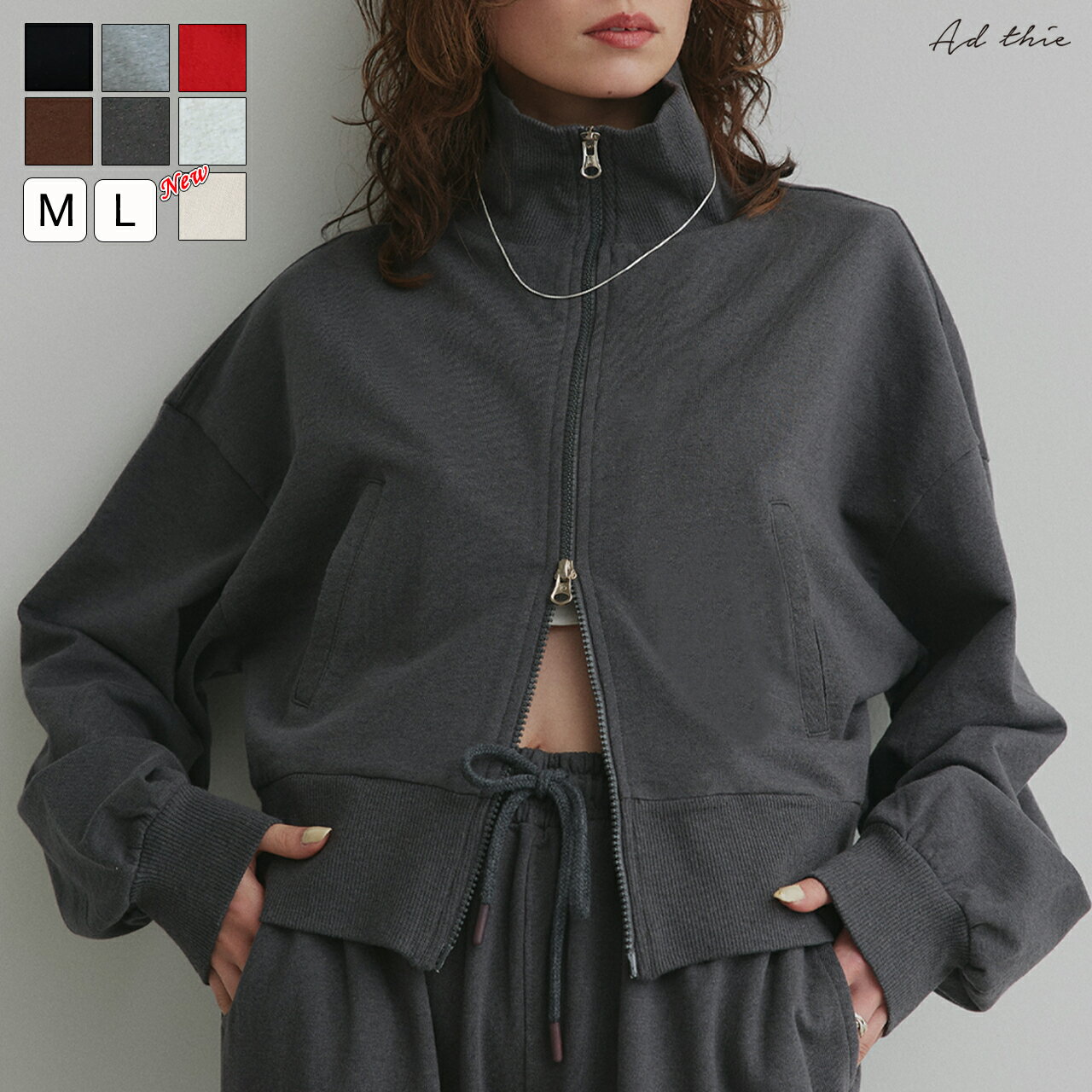 Get it for ¥2380 with coupon! Indian fleece stand-collar blouson. Trendy, stylish, neat, casual, fashionable, cute, women's, simple design, material, adult casual, office casual, relaxed fit, spring, autumn, top, hoodie, zip-up, jacket, outerwear.