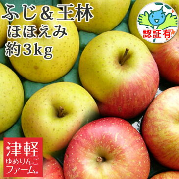 【訳あり】送料無料 葉とらず栽培 【葉とらずサンふじ・王林 詰合せ ほほえみ(訳あり) 約3kg 県認証有り】 キズ有り 特別栽培農産物認証 青森県産りんご ※沖縄・離島:送料1000円+税