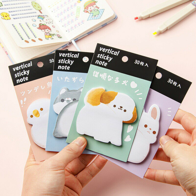 Rakuten - アニマル ポストイット アソート 4種類セット 付箋 ふせん ノート メモ帳 付箋紙 手帳 動物 メッセージカード
