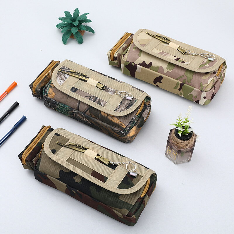 横型 筆箱 ペンケース ペンポーチ 迷彩柄 大容量 サバイバル ミリタリー プレゼント 小学生 中学生 高..