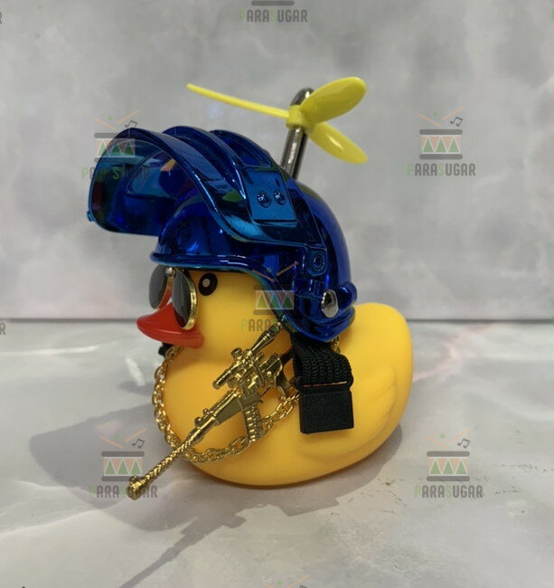 【送料コミコミ】 光る ちょいワル アヒル メタルブルー 自転車 バイク 車に！サングラス ネックレス ..