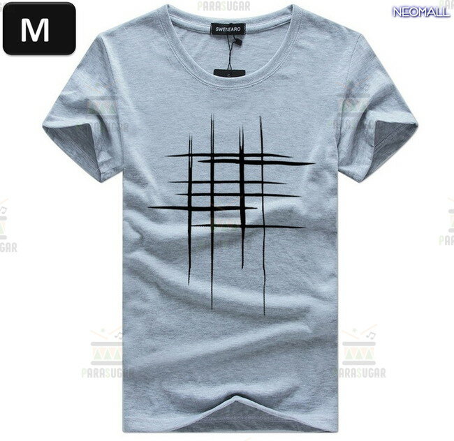 夏にピッタリ ☆ 丸首 半袖 Tシャツ【348】 グレー Mサイズ トップス シャツ シンプル イラスト デザイン 春夏