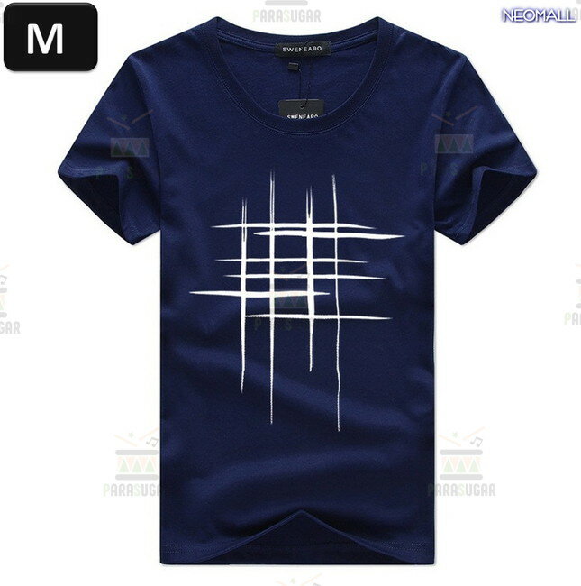 夏にピッタリ ☆ 丸首 半袖 Tシャツ【348】 ネイビー Mサイズ トップス シャツ シンプル イラスト デザイン 春夏