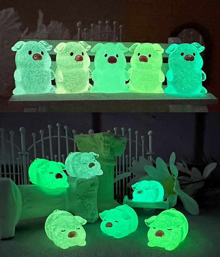蓄光 フィギュア 子ブタ 10個セット ランダムカラー アクアリウム テラリウム 苔リウム 車内 部屋 イン..