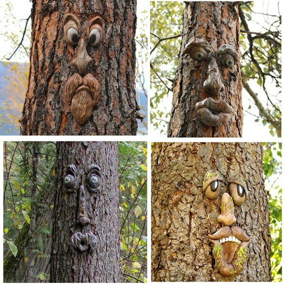 ツリーフェイス モンスターツリー 木の顔 オーナメント 木の飾り 樹脂 園芸 ガーデン オブジェ ファンタジー n915
