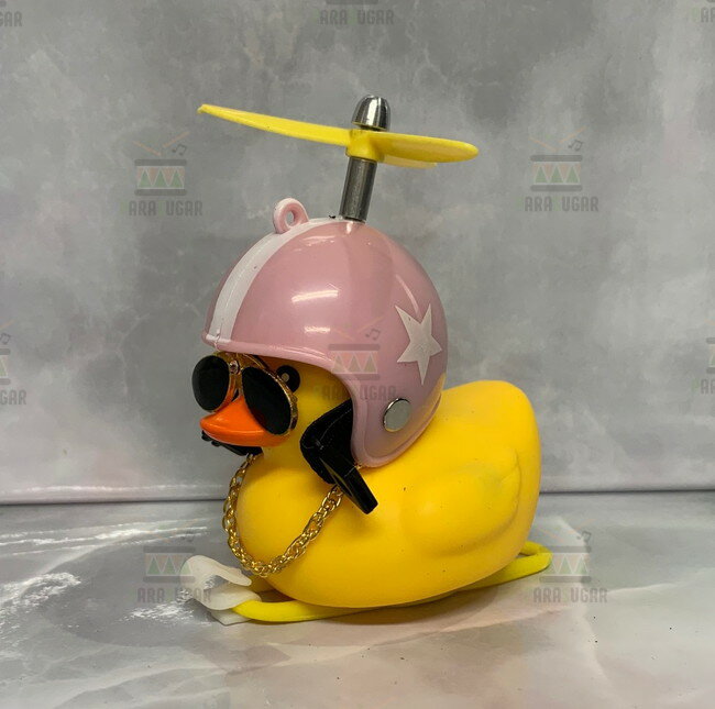 【送料コミコミ】 光る ちょいワル アヒル ピンク☆ 自転車 バイク 車に！サングラス ネックレス プロペラ 付き ヘルメット プロペラ ライト アヒル ワル ライト