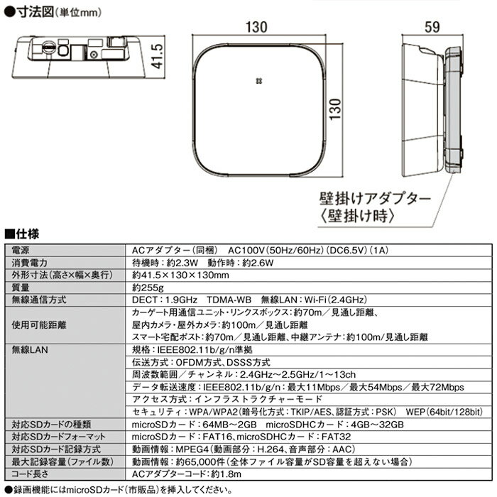 リクシル 8KCA01ZZ ホームユニット ACアダプター スマホ連動 ホームネットワークシステム 屋外カメラ 屋内カメラ リンクスボックス カーゲート スマート宅配ポスト対応【メーカー直送】