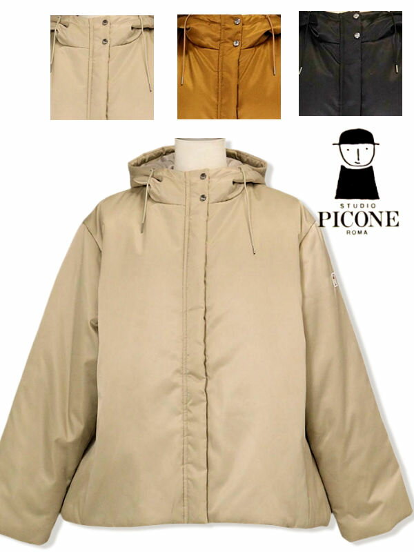 \ピコ柄バック プレゼント/ スタジオピッコーネ フード付き撥水中綿ジャケット 2025新作秋冬 S ...