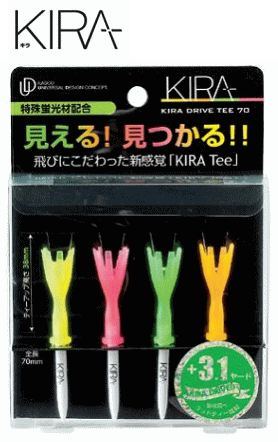 キャスコ -Kasco-KIRA ドライブティー70　（4本入り）全長70mm　各色1本入り 【147459】【ネコポスなら送料300円♪】