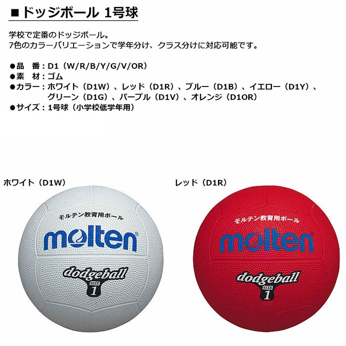 molten -モルテン- ドッジボール 1号球小学校低学年用【D1W】【D1R】【D1B】【D1Y...