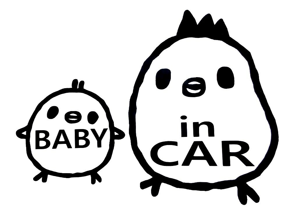 BABYinCAR　ベイビーインカー　ステッカーピヨピヨ鶏ニワトリ　24×17センチステッカー　色選択可能　おまけ付ベビーインカー