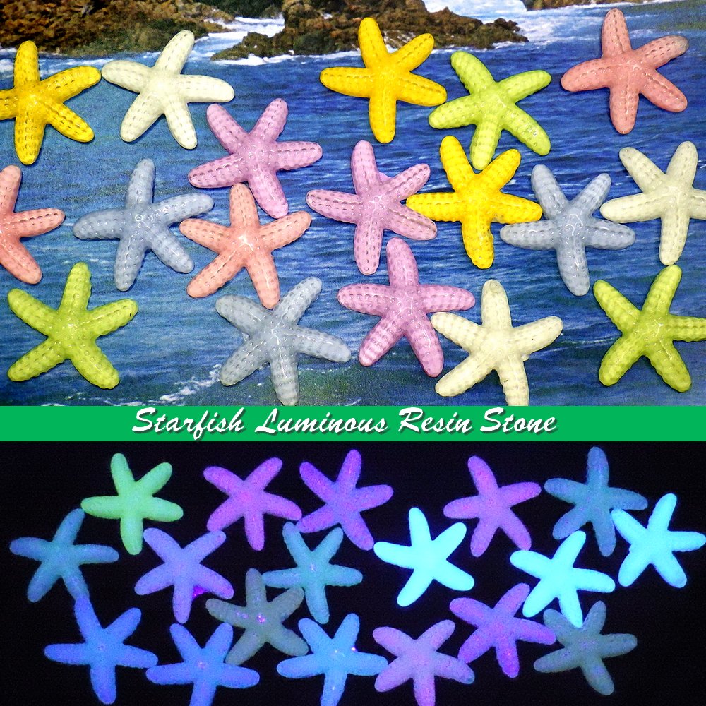 Rakuten - ヒトデ ひとで かわいい starfish スターフィッシュ ランダムカラー10個セット 置物 夜光 夜光石 蓄光石 アクアリウム 発光石 飾り石 DIY・工具用品水槽や鉢植えのイルミネーションに 蓄光石 光る石 蛍光石 発光石 8個セット 玉砂利 庭 ガーデニング 花壇 ベランダ 防犯対策