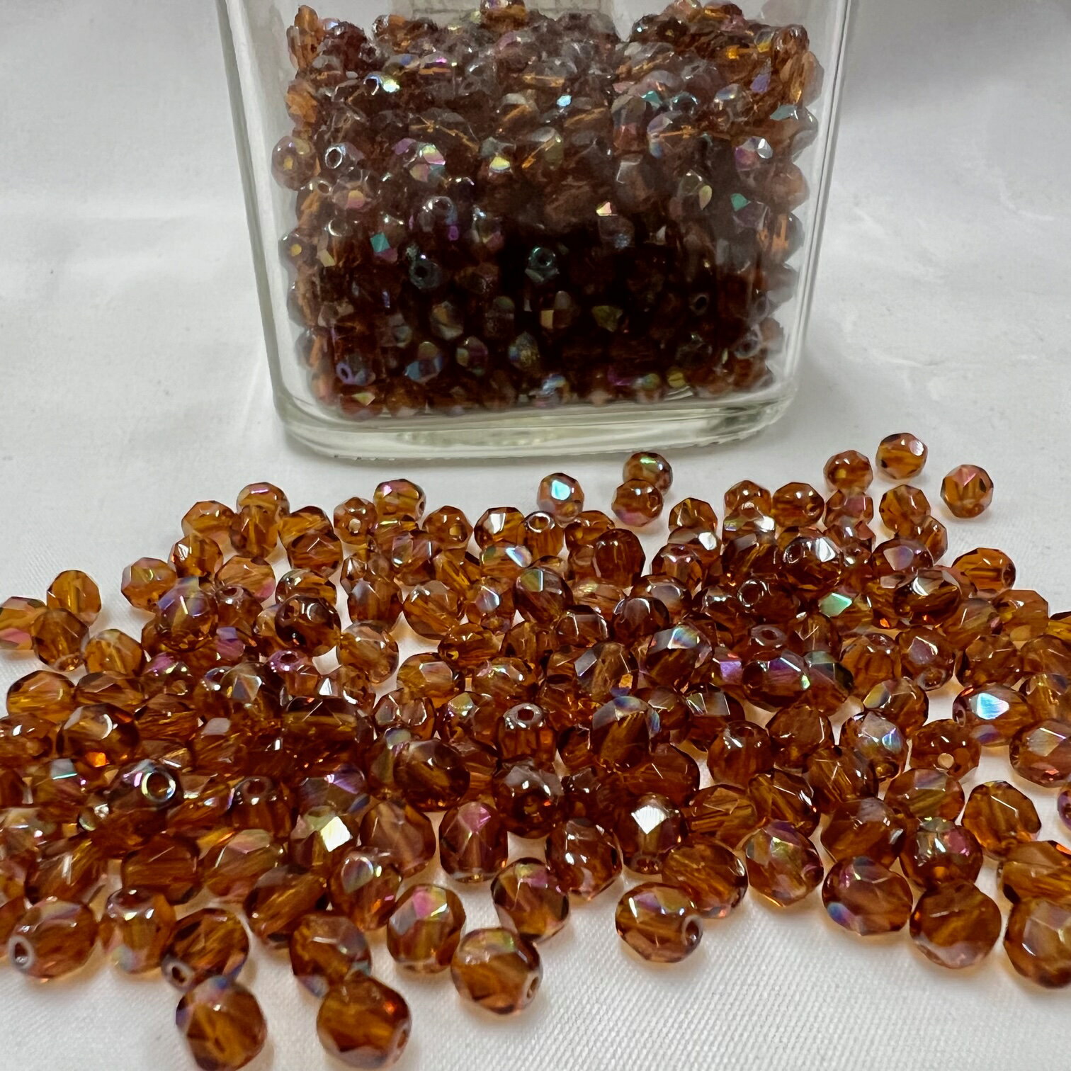 ファイヤーポリッシュ【チェコビーズ】5mm　スモークトパーズ　粒売　30個 アクセサリーパーツ