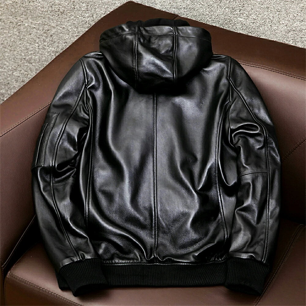 レザージャケット メンズ 革ジャン クラシックなパーカー 羊革 フード付き本革ジャケット スリム 長袖ジャケット 人気ジャケット ショートコート シンプル 軽い 春秋