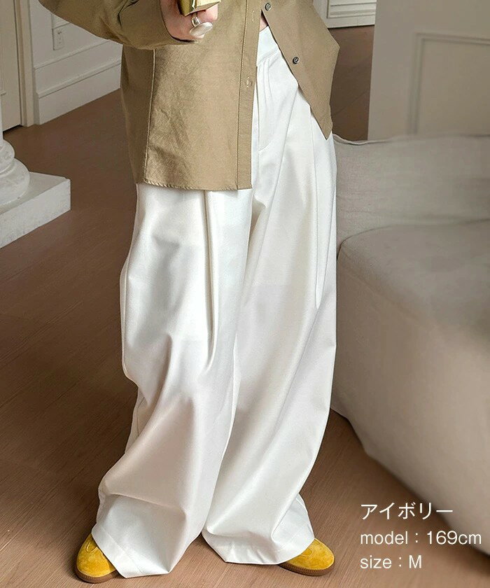 タックワイドパンツ レディース タックパンツ ワイドパンツ ロングパンツ ボトムス パンツ ゆったり きれいめ 無地 シンプル ワイド ロング 長ズボン 高級感 大きいサイズ 通勤 オフィス フォーマル オケージョン