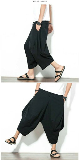 ワイドパンツ メンズ サルエルパンツ 無地 カジュアル ガウチョパンツ ウエストゴム 9分丈 ゆったり 大きいサイズ 肌触りの良さ ワイド感 清涼な着心地 キレイめ 春夏 男女 新入荷!