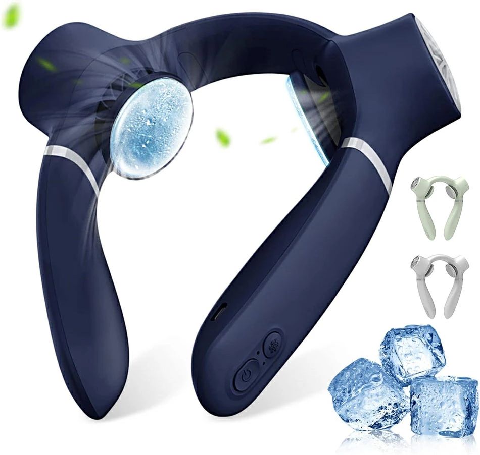 2024首後2つ冷却パッド首掛け扇風機 瞬間冷感 HBITT ネックファン USB式 360°回転風 4000mAhバッテリー内蔵 風量3段階 男女問わず 首掛け扇風機 暑さ対策 ひんやり 節電 省エネ