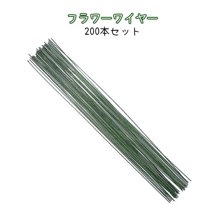导线 - 200本セット フラワーワイヤー 200本セット 全長25cm 200本 手芸モール グリーン