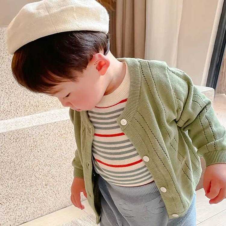 ニット 長袖 夏 90 カーディガン 体温調節 秋 赤ちゃん 男の子 【送料無料】ベビー...