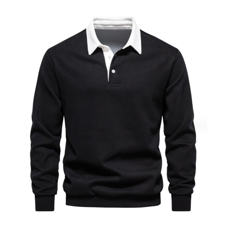紳士服 大人 長袖 メンズ おしゃれ ポロシャツ バイカラー 配色 シャツ ゴルフウェア 男性 綿 コットン トップス 無地 父の日 ギフト 実用的 プレゼント 春 秋