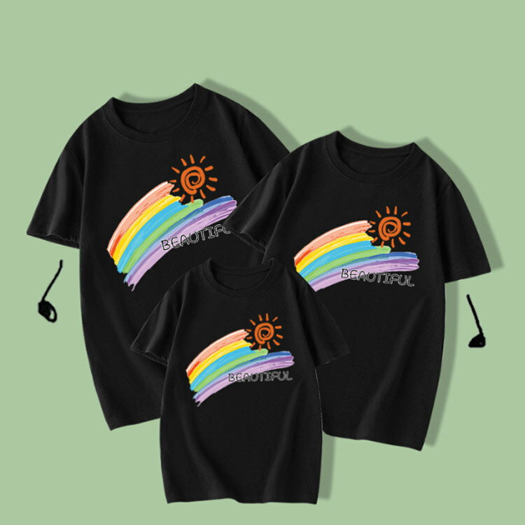 レーンボー 親子ペアルック 夏 tシャツ 半袖...の紹介画像2