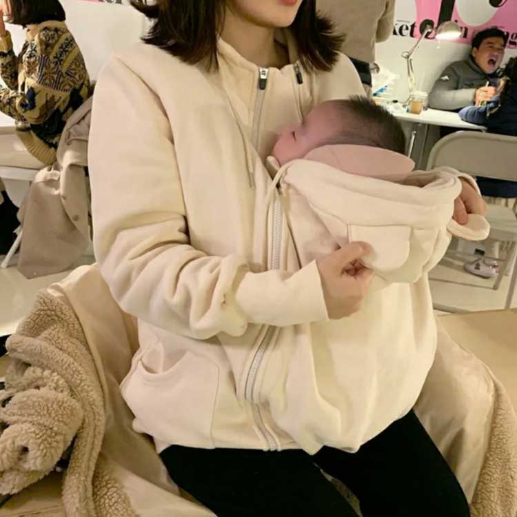 ママコート ママパーカー 裏起毛 ダッカー付き マタニティウェア レディース メンズ マタニティ コート フード付き 暖か 防寒 あったか おしゃれ 抱っこ紐ケープ パーカー かわいい アウター ママ 赤ちゃん 春 秋 冬 可愛い プレゼント 妊婦 生産 お祝い 厚手 送料無料 2