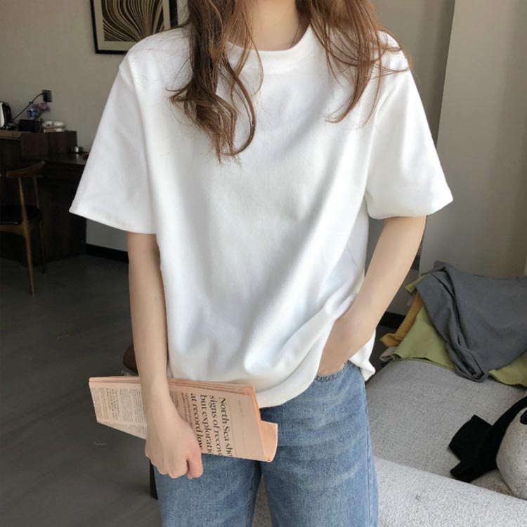 薄手 春 レディース 230g ラウンドネック Tシャツ 夏 綿 半袖 Tシャツ 白tシャツ クルーネックTシャツ 半袖 ゆったり 黒tシャツ シンプル ティーシャツ インナー トップス カットソー かわいい 大人 学生