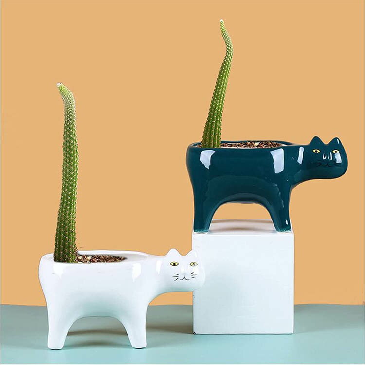 ミニ プランター 植木鉢 多肉植物鉢 寄せ植え 2個セット 猫 サボテン鉢 ホーム か...