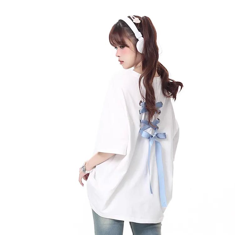 Tシャツ レディース ゆったり 半袖Tシャツ カジュアル おしゃれ 可愛い ロング丈 ロングT カットソー トップス Y2Kファッション ティーシャツ シンプル 体型カバー 原宿系 S M L XL 2XL 3XL