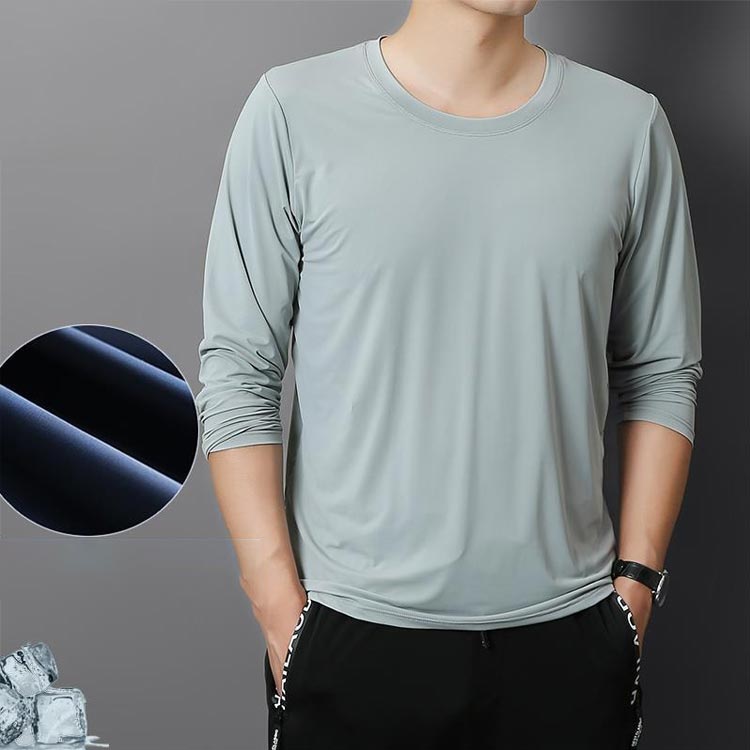 2枚セット！tシャツ メンズ 夏 接触冷感 長袖 涼しい トップス アイスシルク 長袖tシャツ Tシャツ 薄手 ストレッチ 吸水速乾 丸首 ストレッチ インナーシャツ 作業服 作業着 トレーニングウェア ゴルフ 野球 大きいサイズ バイク 釣り キャンプ スポーツ M-5XL adventure-10003700 アドベンチャーオンラインショップ サンプル画像2