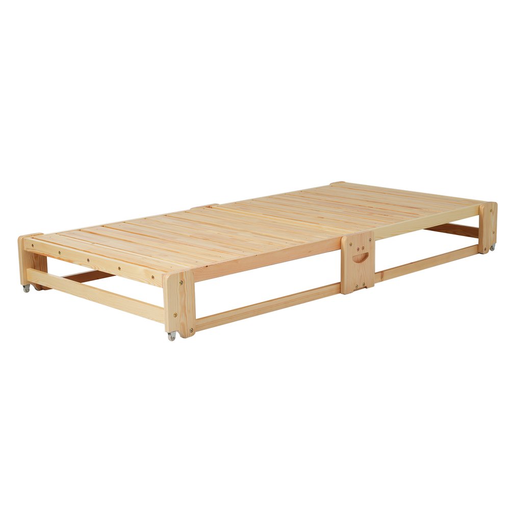 80*180cm 【 組立不要 完成品】木製ベッド 天然木 2way ディベッド 折り畳み ソファ ベッドフレーム すのこベッド リビング シングル ソファベッド キャスター付き おしゃれ