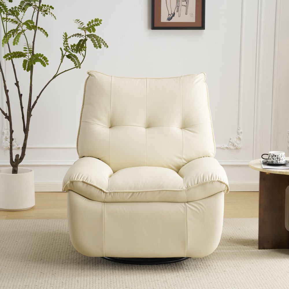 リクライニングソファー 肘掛けなし USB+Type-C充電口付き 147° 調整可能 270° 回転 ゆったり 揺ら揺ら 電動リクライニングソファ リクライニングチェア 【アイボリー】