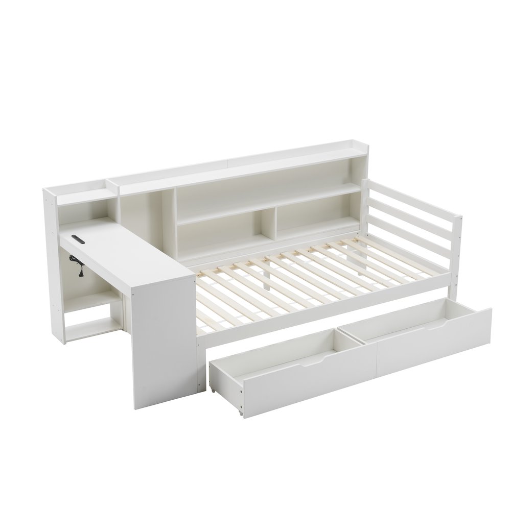 システムベッド 頑丈 階段 天然木 パイン材 収納 シングル ラック 引き出し デスク付き コンセント付き..