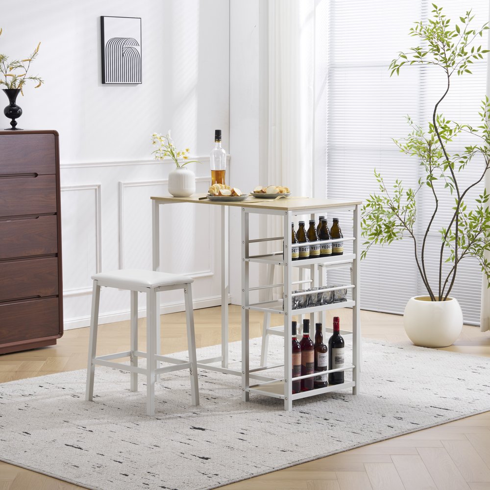 【ナチュラル】カウンター3点セット ダイニング3点セット カウンターテーブル 2人用 2人掛け 無垢材 ダイニングテーブル ダイニングテーブルセット リビング 学習机