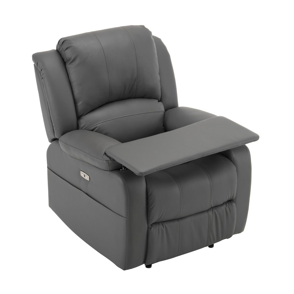 リクライニングチェア テーブル付き リクライニングソファ 1人掛け 電動 リクライニング ファブリック オットマン一体型 一人暮らし 【ダークグレー】