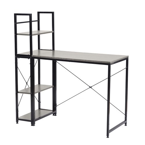 【オフィスチェア+パソコンデスク セット】【グレー】パソコンデスク ラック付き デスク ワークデスク 木製 学習デスク