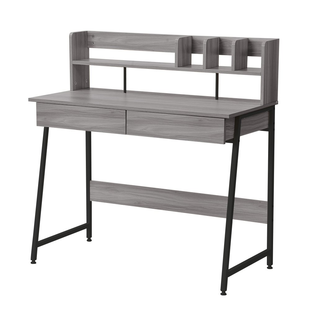 【オフィスチェア+パソコンデスク セット】 グレー パソコンデスク 引き出し付き 収納台 ミシン台 学習机 勉強机